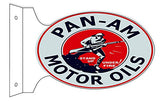 Pan Am Motor Oil Reproduction Flange Garage Shop Sign 12x18 Oval