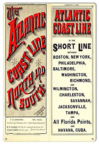Atlantic Coast Line Reproduction Large Railroad Metal Sign 16×24