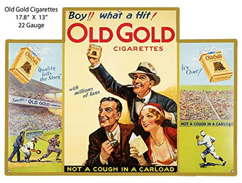 Old Gold Cigarette Reproduction Cut Out Cigar Metal Sign 13×17.8