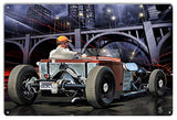 Dragster Chopped Original Art Taking A Highway Cruise Metal Sign by Artist Bob?Kramer