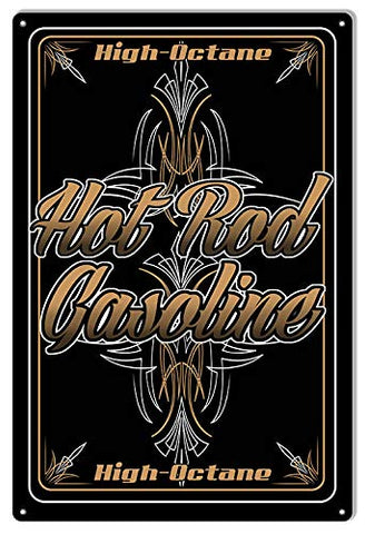Hot Rod Gasoline Garage Shop Metal Sign By Steve McDonald 12×18