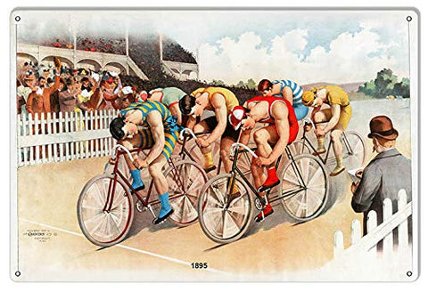 Bicycle Race Year 1895 Reproduction Garage Art Metal Sign 12×18
