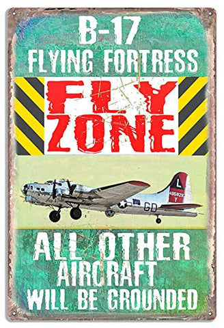 P-17 Flying Fortress Fly Zone Metal Sign By Phil Hamilton 12×18 Airplane
