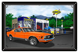 Mustang Car Orange Garage Art Metal Sign By Rudy Edwards 16×24