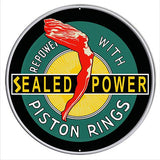 Piston Rings Reproduction Garage Shop Metal Sign 30×30 Round