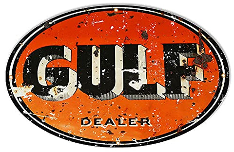 Gulf Motor Oil Reproduction Garage Shop Metal Sign 15×23.5 Oval