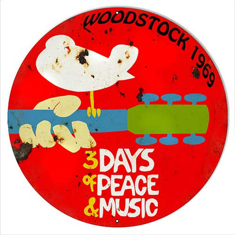 ArtFuzz Woodstock 1969 Reproduction Nostalgic Metal Sign 24×24 Round