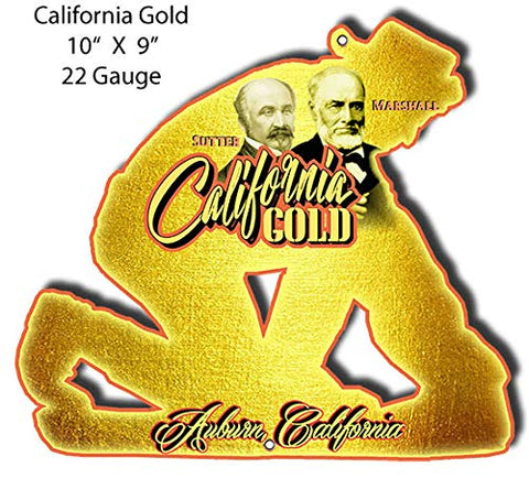 Auburn California Gold Cut Out Metal Sign By Phil Hamilton 9×10