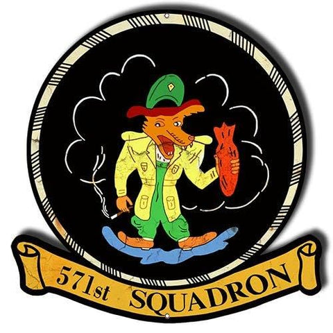 ArtFuzz 571st Squadron Cut Out Metal Sign by Steve McDonald 14x14