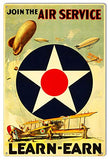 Join The Air Service Reproduction Military Metal Sign 12×18