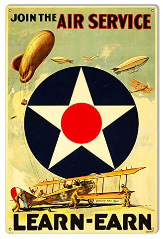 Join The Air Service Reproduction Large Military Metal Sign16x24