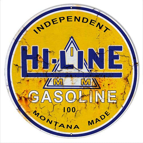 Hi Line Gasoline Reproduction Vintage Gas And Motor Oil Metal Sign 18×18