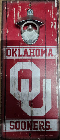 Oklahoma Sooners Sign Wood 5x11 Bottle Opener Alternate