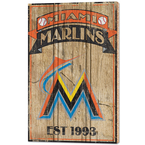 Miami Marlins Sign 15x24 Wood Established