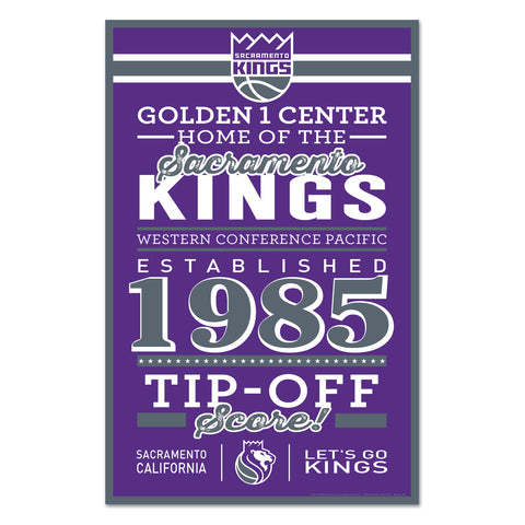 Sacramento Kings Sign 11x17 Wood Established Design