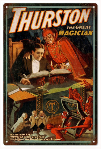Vintage Thurston The Great Magician Metal Sign