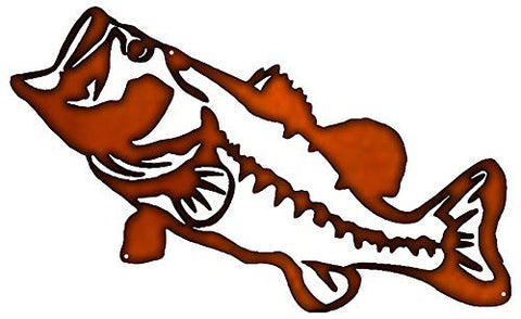 ArtFuzz Bass Fish Silhouette Metal Cut Out with Faux Copper Finish 14.5x23.5