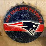 NFL New England Patriots Distressed Mancave Bottle Cap Wall Sign Decor