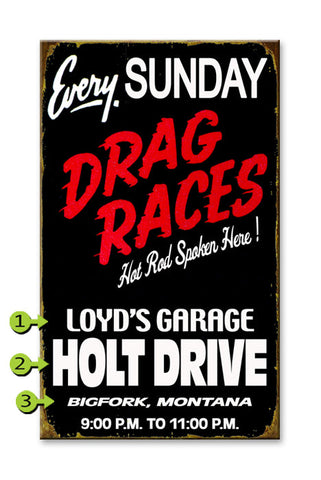 Drag Race Wood Sign 18x30