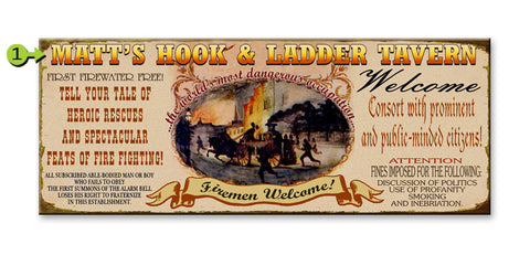 Fireman (Hook & Ladder) Wood Sign 17x44
