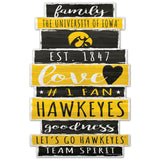 Iowa Hawkeyes Sign 11x17 Wood Family Word