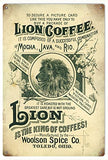 Vintage Lions Coffee Reproduction Sign 12x18