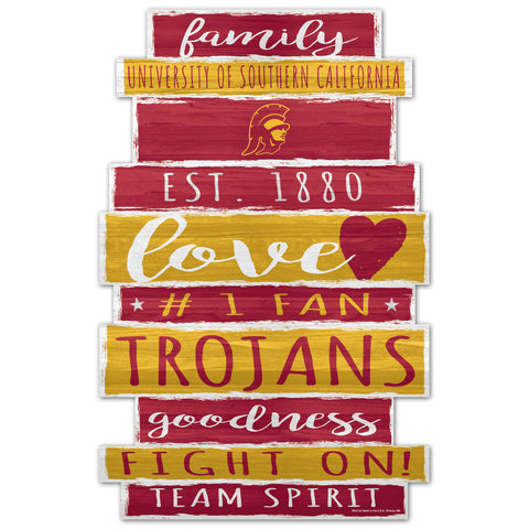 USC Trojans Sign 11x17 Wood Family Word