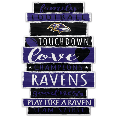 Baltimore Ravens Sign 11x17 Wood Family Word