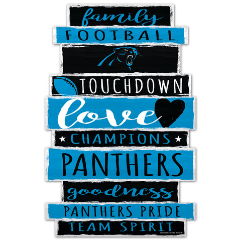 Carolina Panthers Sign 11x17 Wood Family Word