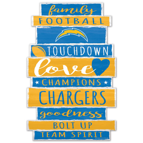 Los Angeles Chargers Sign 11x17 Wood Family Word