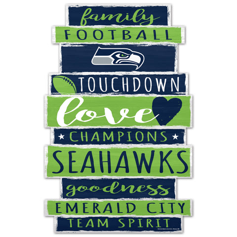 Seattle Seahawks Sign 11x17 Wood Family Word