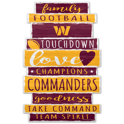 Washington Commanders Sign 11x17 Wood Family Word Design