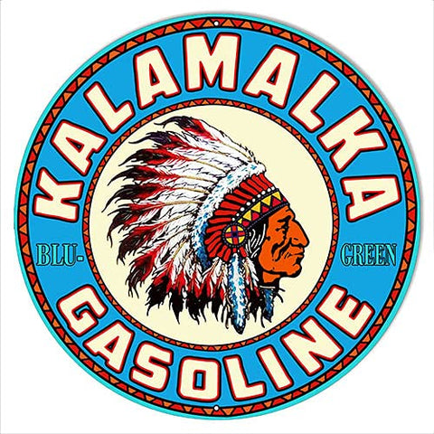 Kalamalka Gasoline Reproduction Garage Shop Metal Sign 30×30 Round