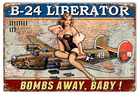 Airplane B-24 Liberator Pin Up Girl Sign By Steve McDonald 12x18
