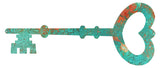 Heart Key Laser Cut Out Faux Patina Nostalgic Metal Sign 6.5×15.5