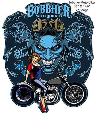 Motorbike Bobbher Motorcycle Metal Pin Up Girl Cut Out By Bernard Oliver