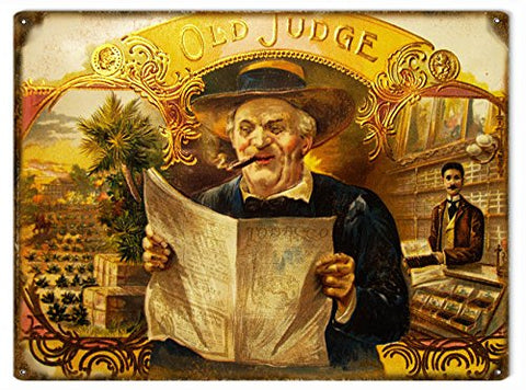 Vintage Old Judge Tobacco Reproduction Sign 9x12