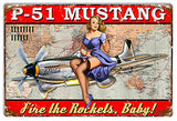 P-51 Mustang Airplane Pin Up Girl Baby Sign By Steve McDonald 12×18