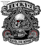 Lucky 7 Motorcycle Cut Out Metal Sign By Steve McDonald 17.7×20