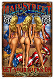 Main Street Pin Up Girls Garage Art Metal Sign By Steve McDonald 12×18