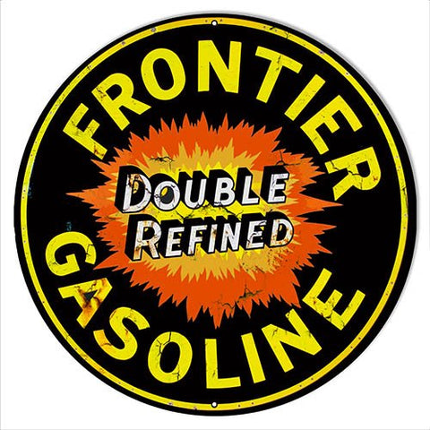 Frontier Gasoline Reproduction Vintage Metal Sign 14×14 Round