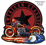Motorcycle American Classic Metal Cut Out Sign By Bernard Oliver