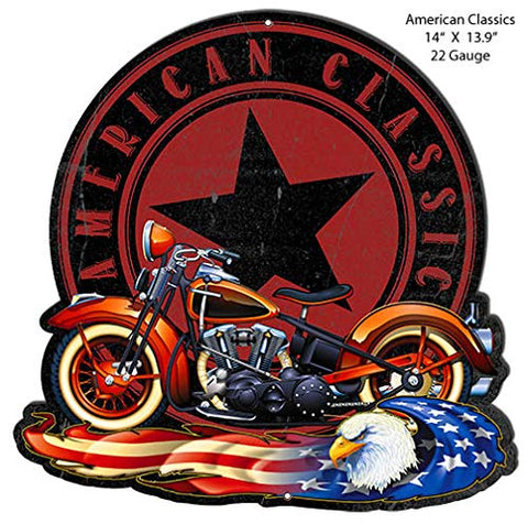 Motorcycle American Classic Metal Cut Out Sign By Bernard Oliver