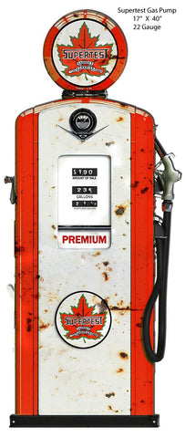 Supertest Gas Pump Cut Out Reproduction Garage Shop Metal Sign 17×40