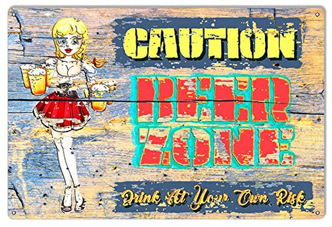 Beer Zone Blonde Man Cave Bar Metal Sign By Phil Hamilton 12x18