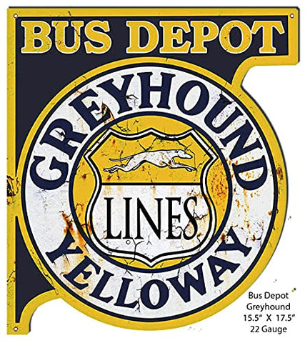 Grey Hound Bus Depot Metal Cut Out Sign 15.5?x17.5? Reproduction Sign
