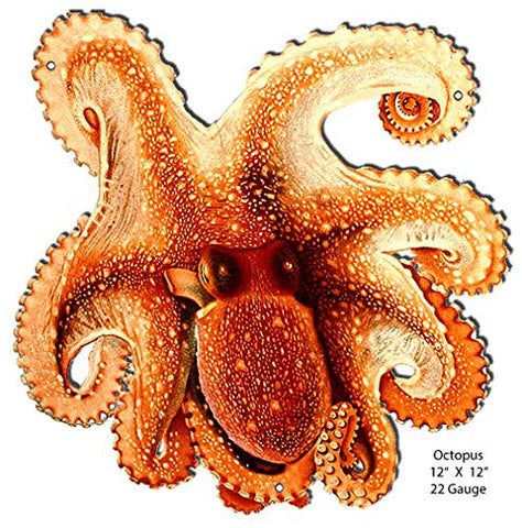 Octopus Laser Cut Out Metal Sign 12×12 This Is A Flat Metal Sign