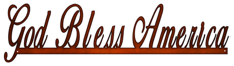 God Bless America Cut Out Faux Copper Finish Metal Sign 7x23.5