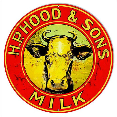 ArtFuzz H.P. Hood Sons Milk Reproduction Country Metal Sign 14 Round