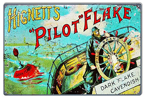 Cigar Sign Vintage Hignetts Pilot Flake Cavendish Metal